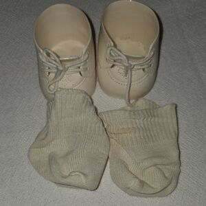 Cream Baby Shoes with Socks